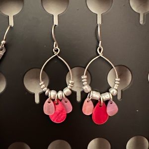 Silver and pink earrings